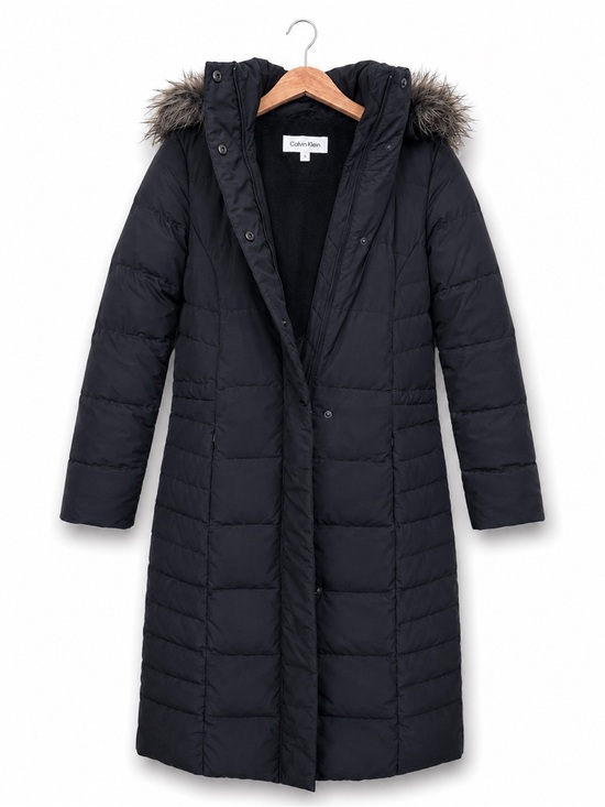 Calvin Klein Jackets & Blazers - Calvin Klein | Black Long Hooded Puffer Parka Quilted Zip Snap Coat Jacket Small